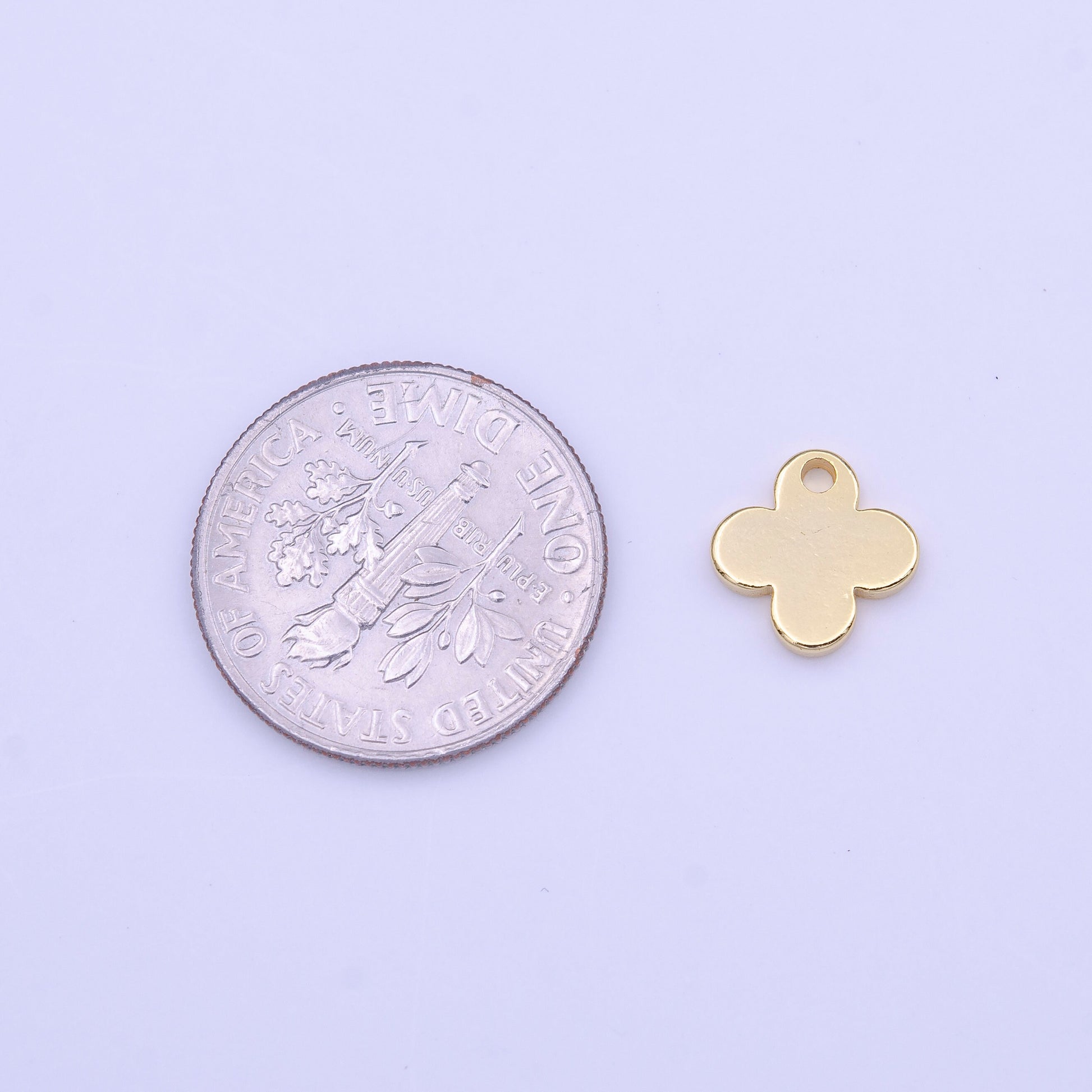 Mini Blank Flat Gold Clover Charm for Add on Charm Lucky Jewelry Saint Patrick Jewelry Inspired C555