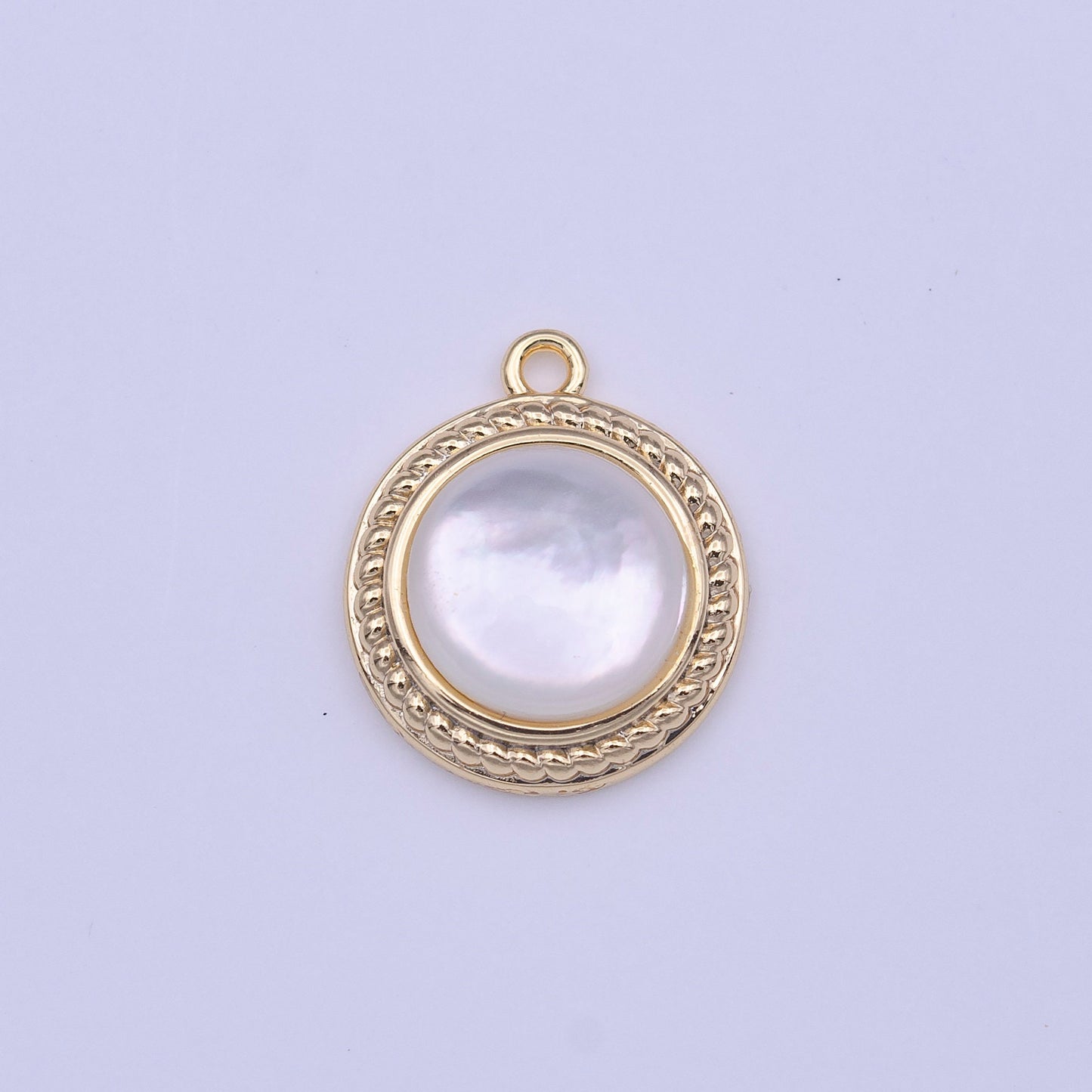 Minimalist Round Shell Pearl Braided Gold Charm for Bracelet Earring Necklace Component Add on Charm for Jewelry Making Supply | C452