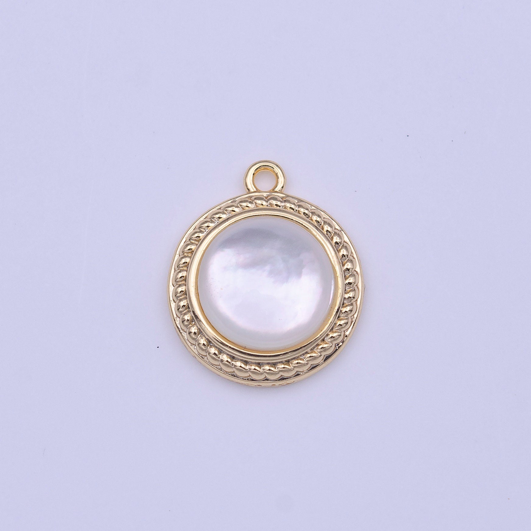 Minimalist Round Shell Pearl Braided Gold Charm for Bracelet Earring Necklace Component Add on Charm for Jewelry Making Supply | C452