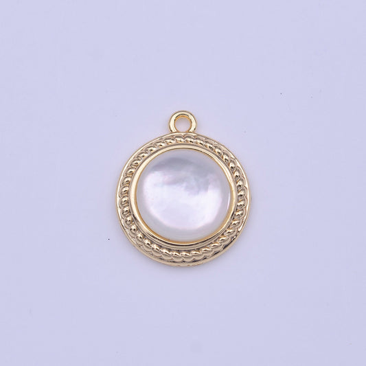 Minimalist Round Shell Pearl Braided Gold Charm for Bracelet Earring Necklace Component Add on Charm for Jewelry Making Supply | C452