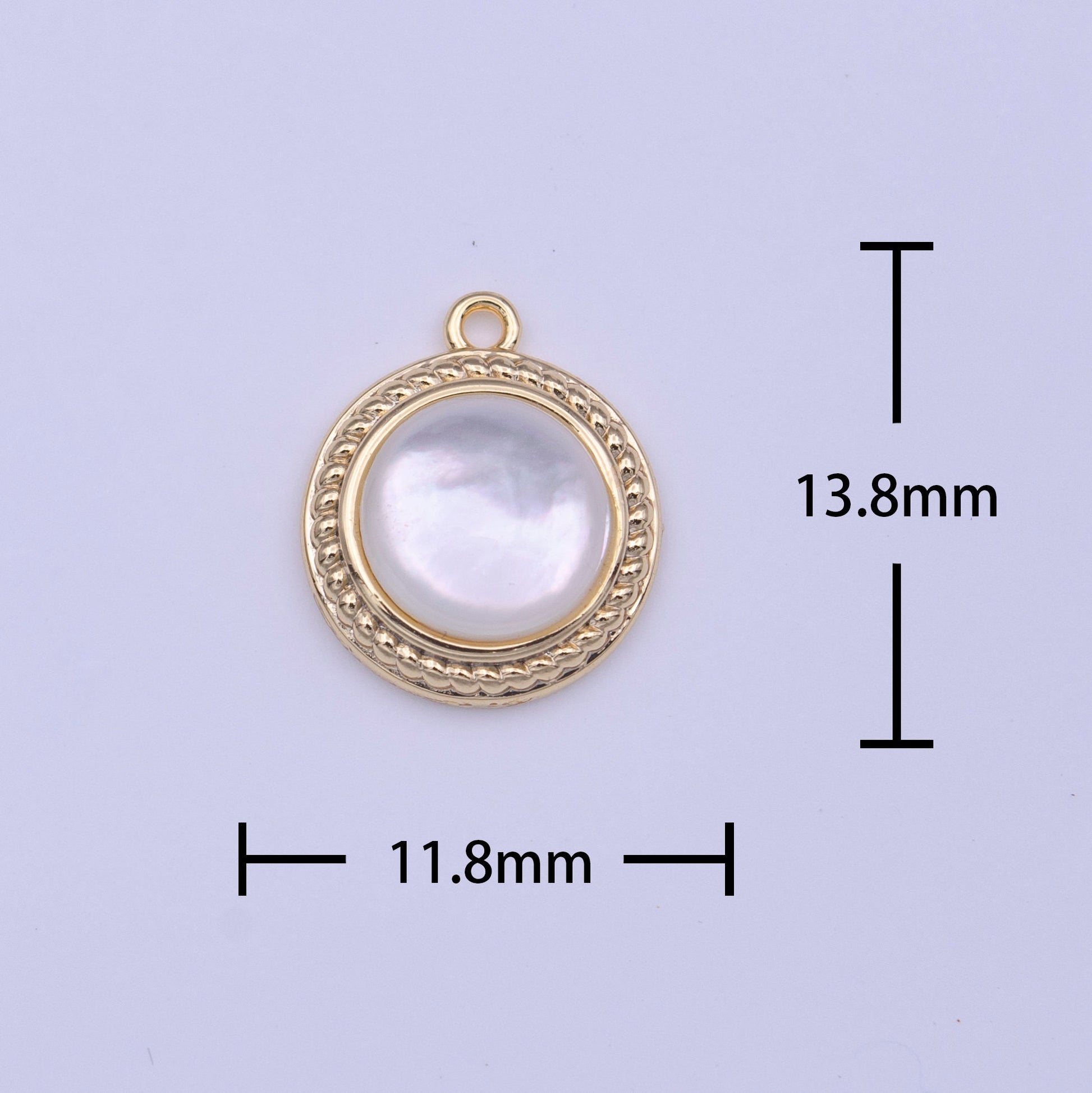 Minimalist Round Shell Pearl Braided Gold Charm for Bracelet Earring Necklace Component Add on Charm for Jewelry Making Supply | C452