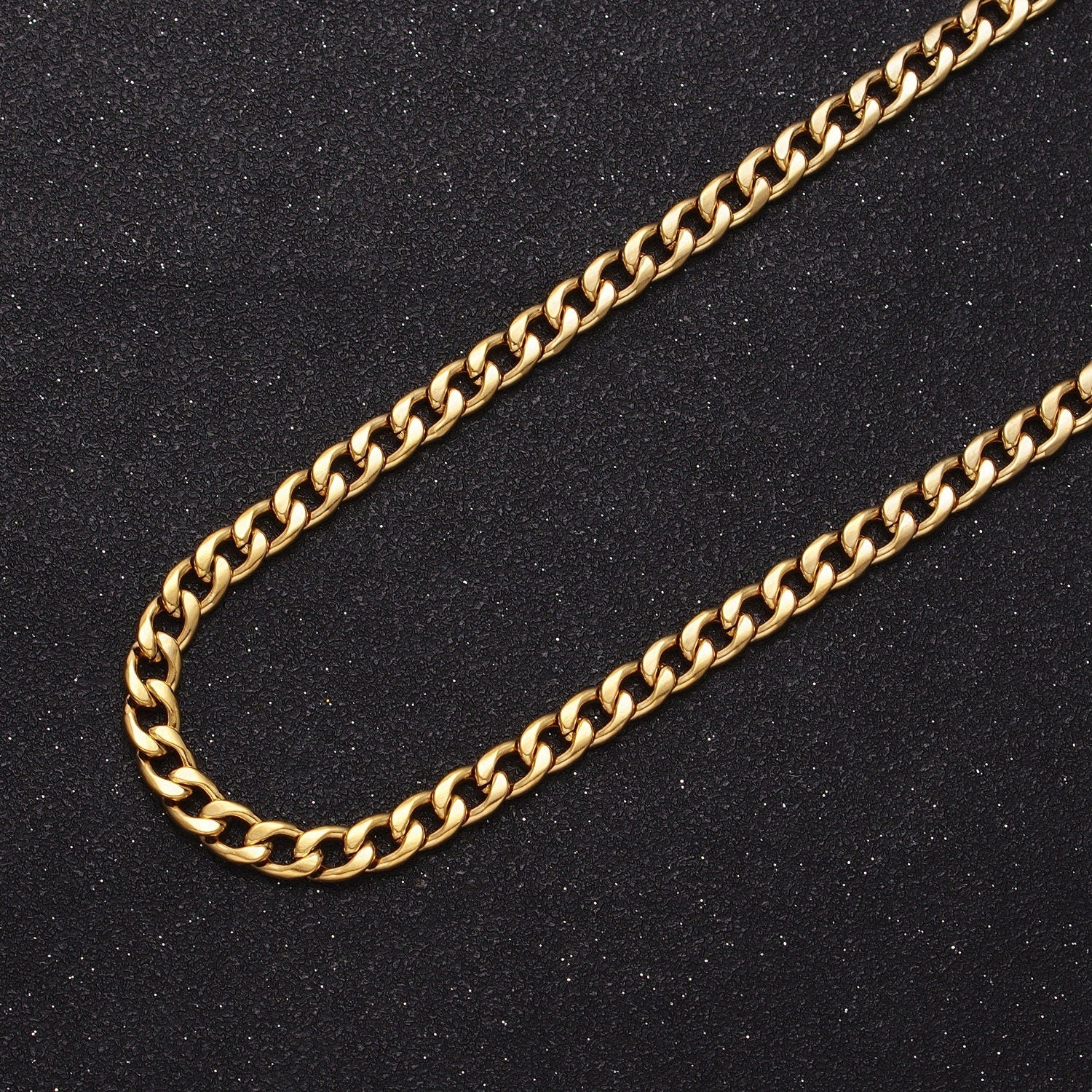 24K Gold Filled Flat Boxy Concave Curb Unfinished Chain, 5mm Width Gold & Silver Bulk Roll by Yard | Roll-935, Roll-936