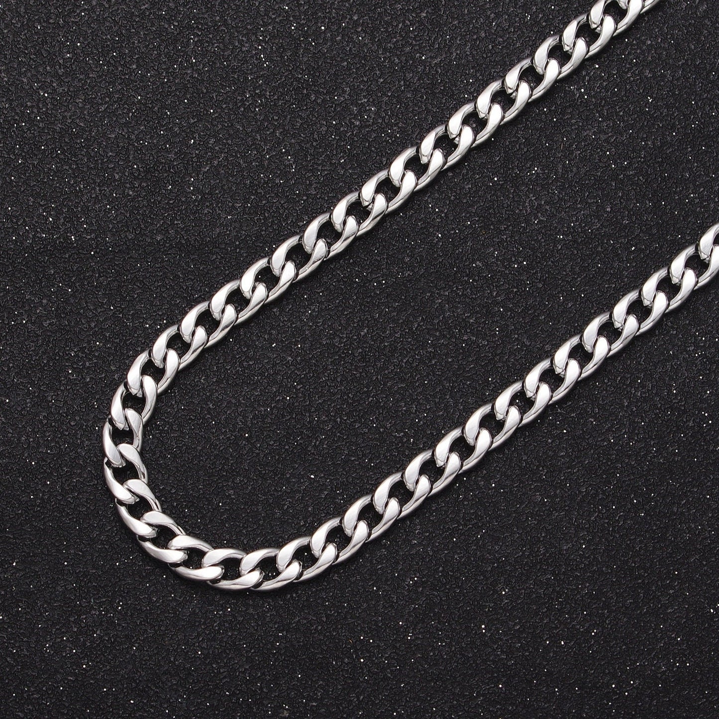24K Gold Filled Flat Boxy Concave Curb Unfinished Chain, 5mm Width Gold & Silver Bulk Roll by Yard | Roll-935, Roll-936