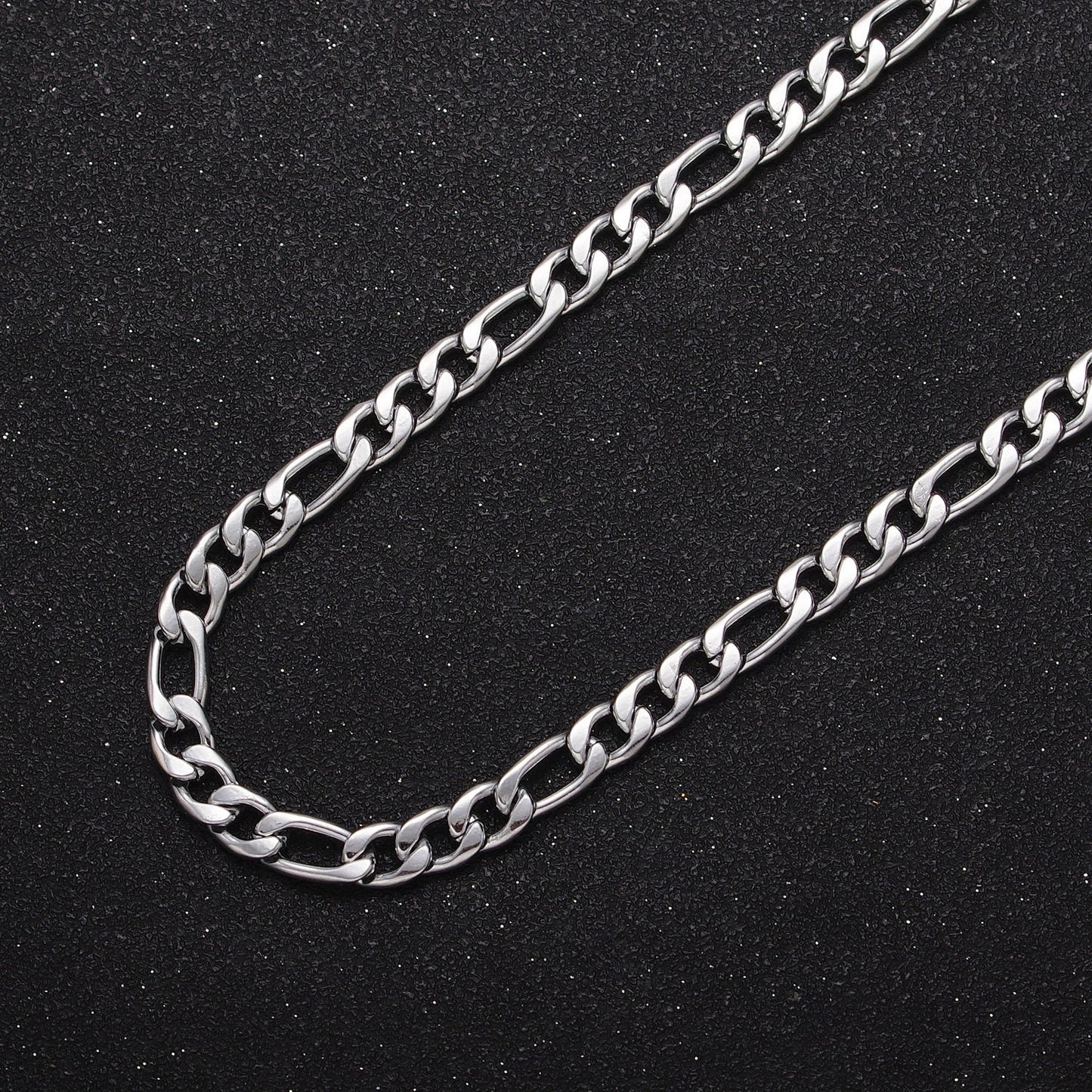 24K Gold Filled Flat Figaro Gold & Silver Unfinished 5.3mm Statement Bulk Chain by Yard For Jewelry Making | Roll-931, Roll-932