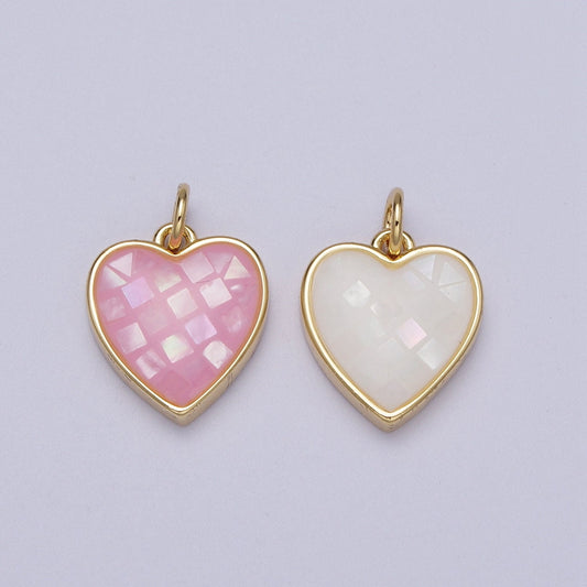 Dainty Pink Heart Charm White Pink Shell Heart Pendant for Minimalist Jewelry Dangle Earring Necklace Bracelet Charm Supply C-378 C-379