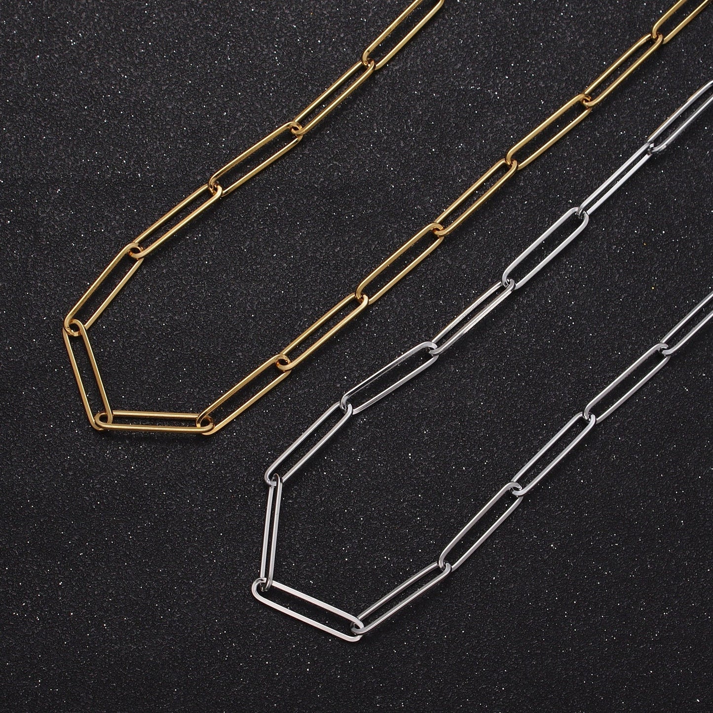 24K Gold Filled Minimalist Paper Clip Bulk Chain by Yard, 20.5mm x 4.4mm Gold & Silver Bulk Roll Chain | Roll-925, Roll-926