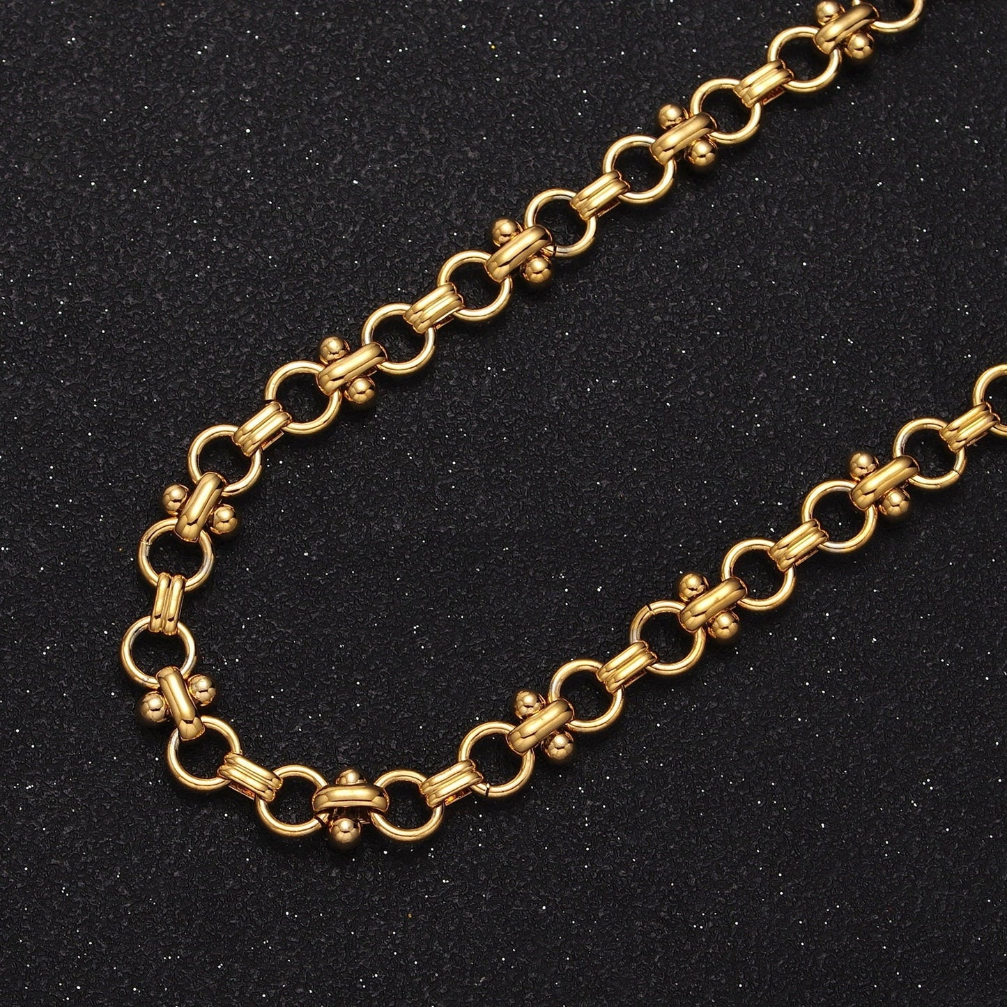 24K Gold Filled Statement 7mm Double Rolo Designed Unfinished Gold, Silver Chain | Roll-893, Roll-894