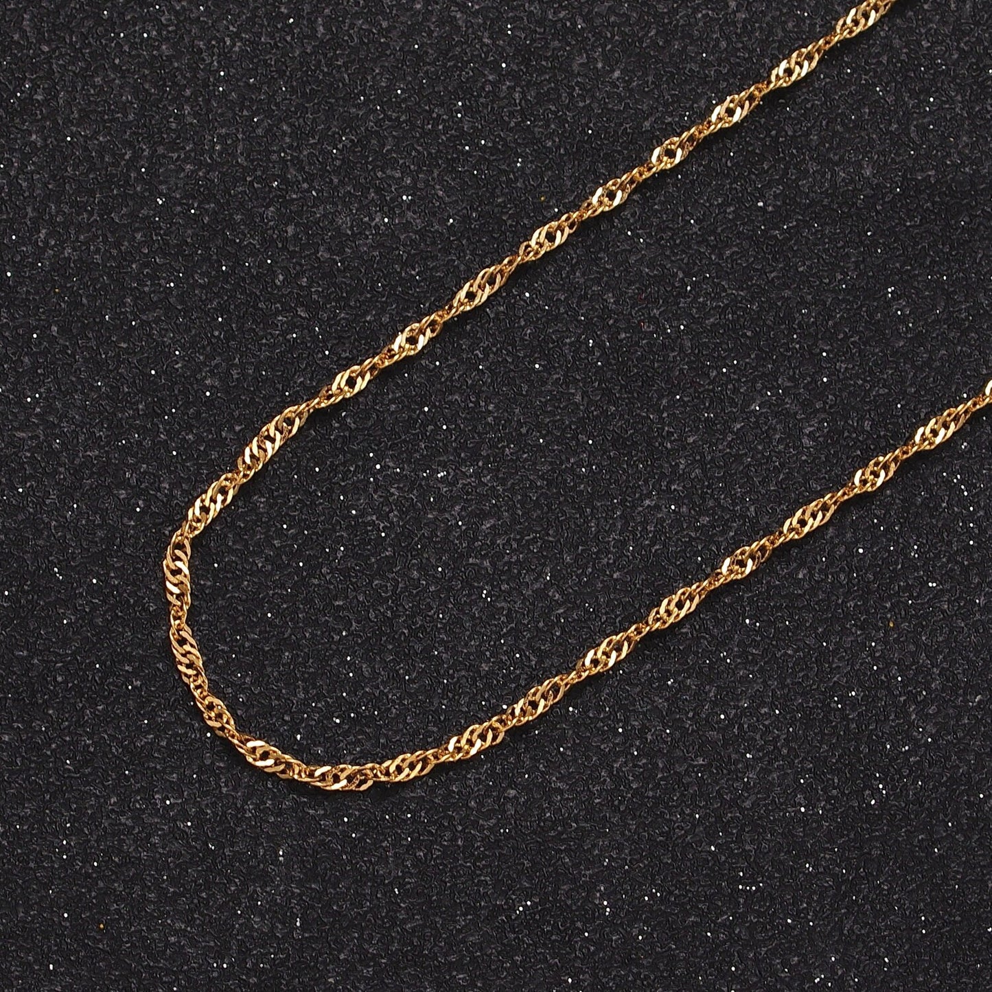 24K Gold Filled Singapore Twist Dainty 2.5mm Unfinished Gold, Silver Wholesale Bulk Chain For Jewelry Making | Roll-901, Roll-902