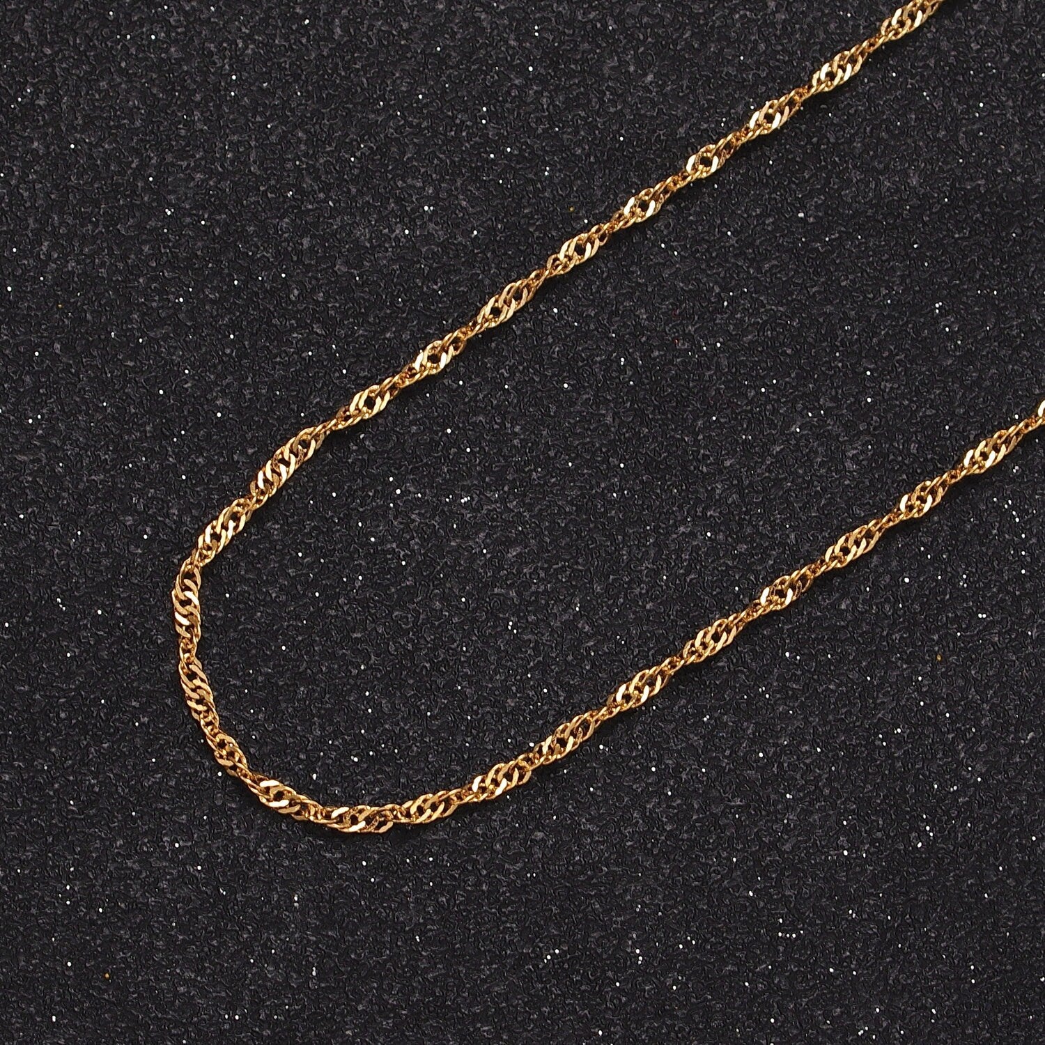 24K Gold Filled Singapore Twist Dainty 2.5mm Unfinished Gold, Silver Wholesale Bulk Chain For Jewelry Making | Roll-901, Roll-902