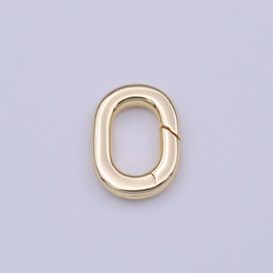 Mini Gold Spring Gate Ring, Push Gate ring 13x9.5mm Oval Ring Charm Holder Gold Clasp for Jewelry Clasp K-234
