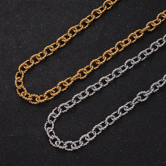 24K Gold Filled Twisted Cable 8.7mm Width Statement Gold, Silver Yard Chain For Jewelry Making | Roll-974 Roll-975