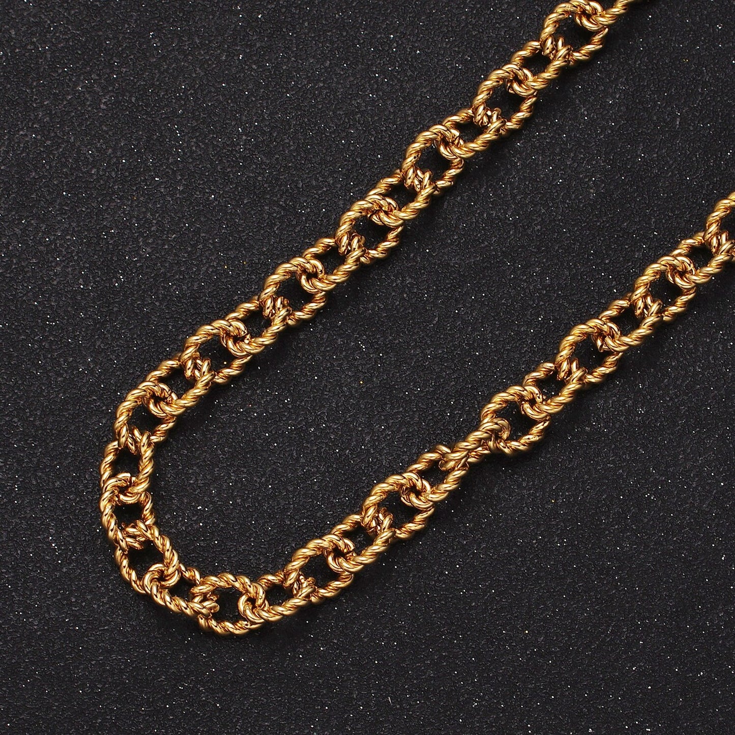 24K Gold Filled Twisted Cable 8.7mm Width Statement Gold, Silver Yard Chain For Jewelry Making | Roll-974 Roll-975