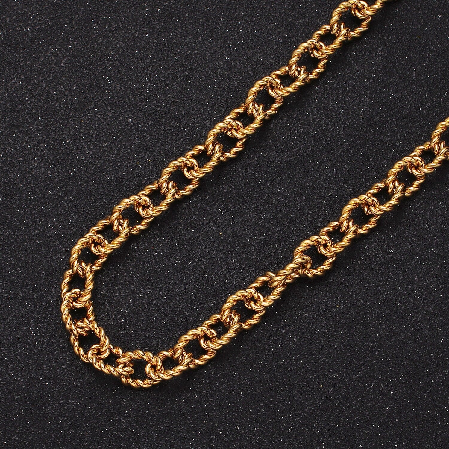 24K Gold Filled Twisted Cable 8.7mm Width Statement Gold, Silver Yard Chain For Jewelry Making | Roll-974 Roll-975