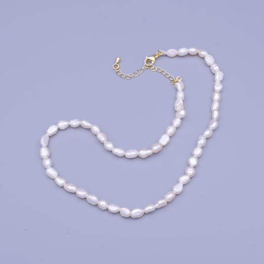 Dainty Pearl Choker, Baroque Pearl necklace, Irregular-shaped pearl necklace, Freshwater pearl choker Necklace 14 inch + 2 inch extender