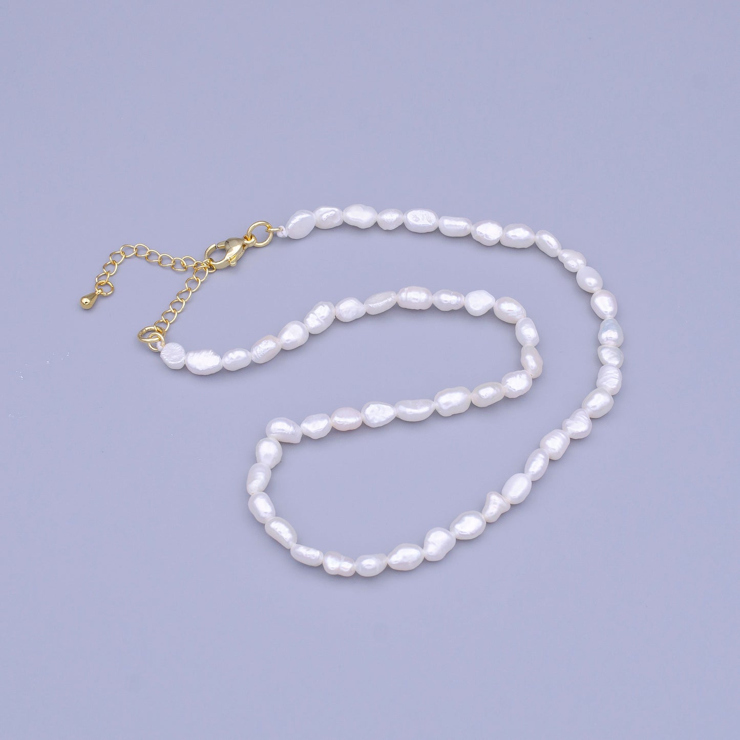 Dainty Freshwater seed pearls Choker Necklace Handmade White Pearl Necklace 14.5 inch + 2 inch Chain Extender Handmade Necklace WA1462