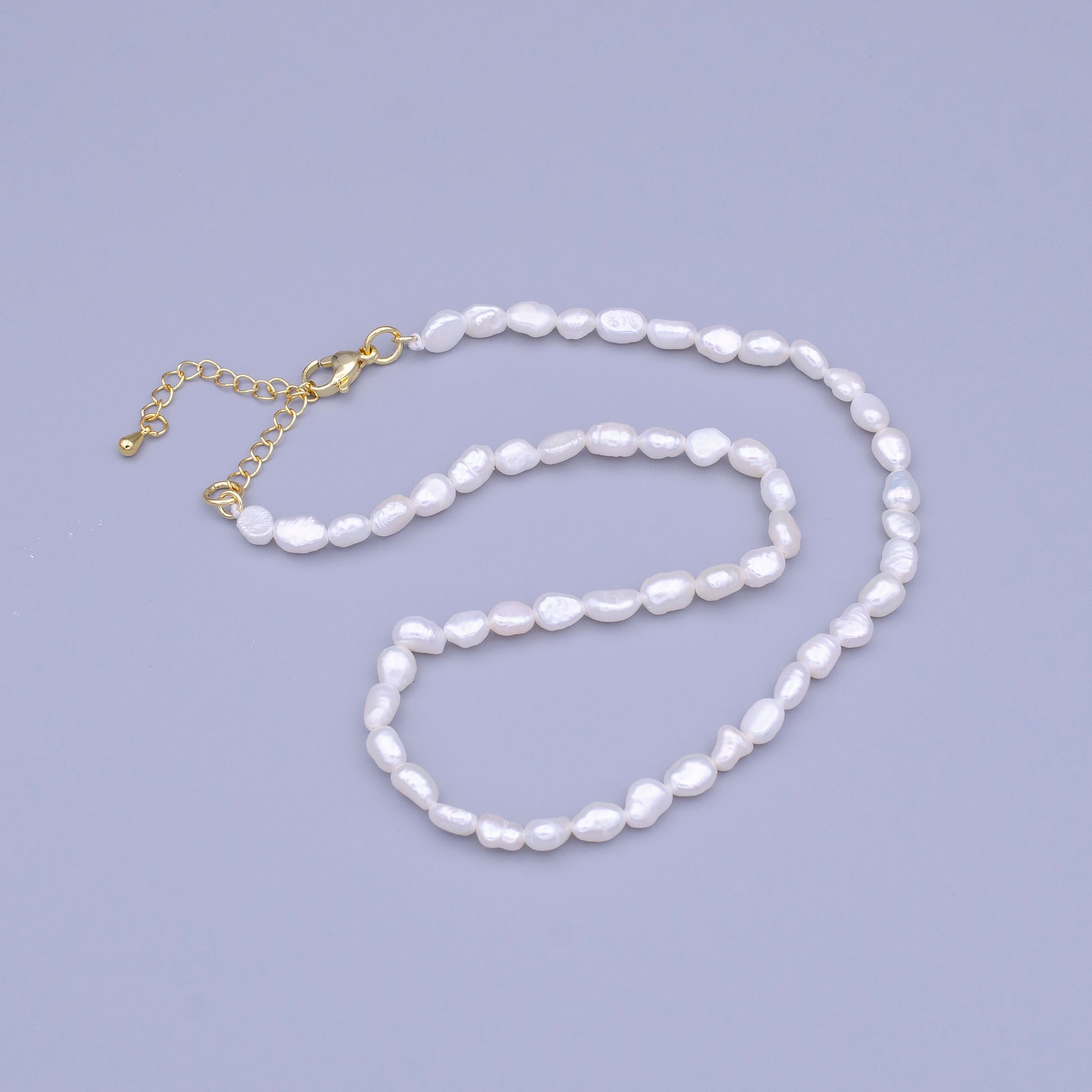 Dainty Freshwater seed pearls Choker Necklace Handmade White Pearl Necklace 14.5 inch + 2 inch Chain Extender Handmade Necklace WA1462