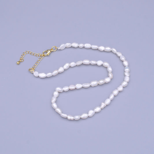 Dainty Freshwater seed pearls Choker Necklace Handmade White Pearl Necklace 14.5 inch + 2 inch Chain Extender Handmade Necklace WA1462