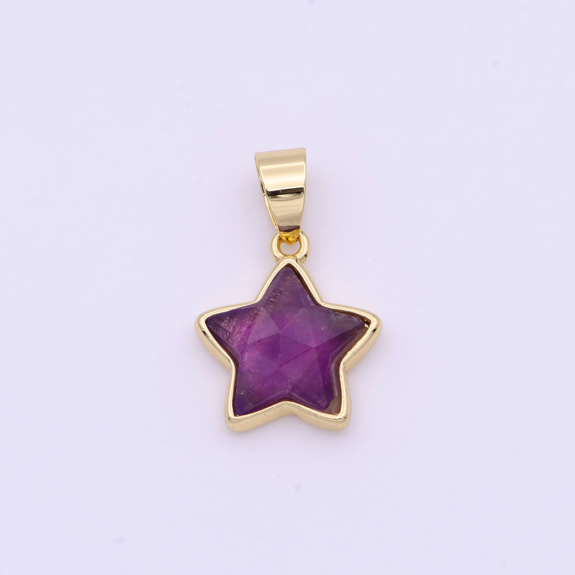 Amethyst star Pendant February birthstone, purple star Charm celestial Jewelry Inspired Gold Star Charm I-750