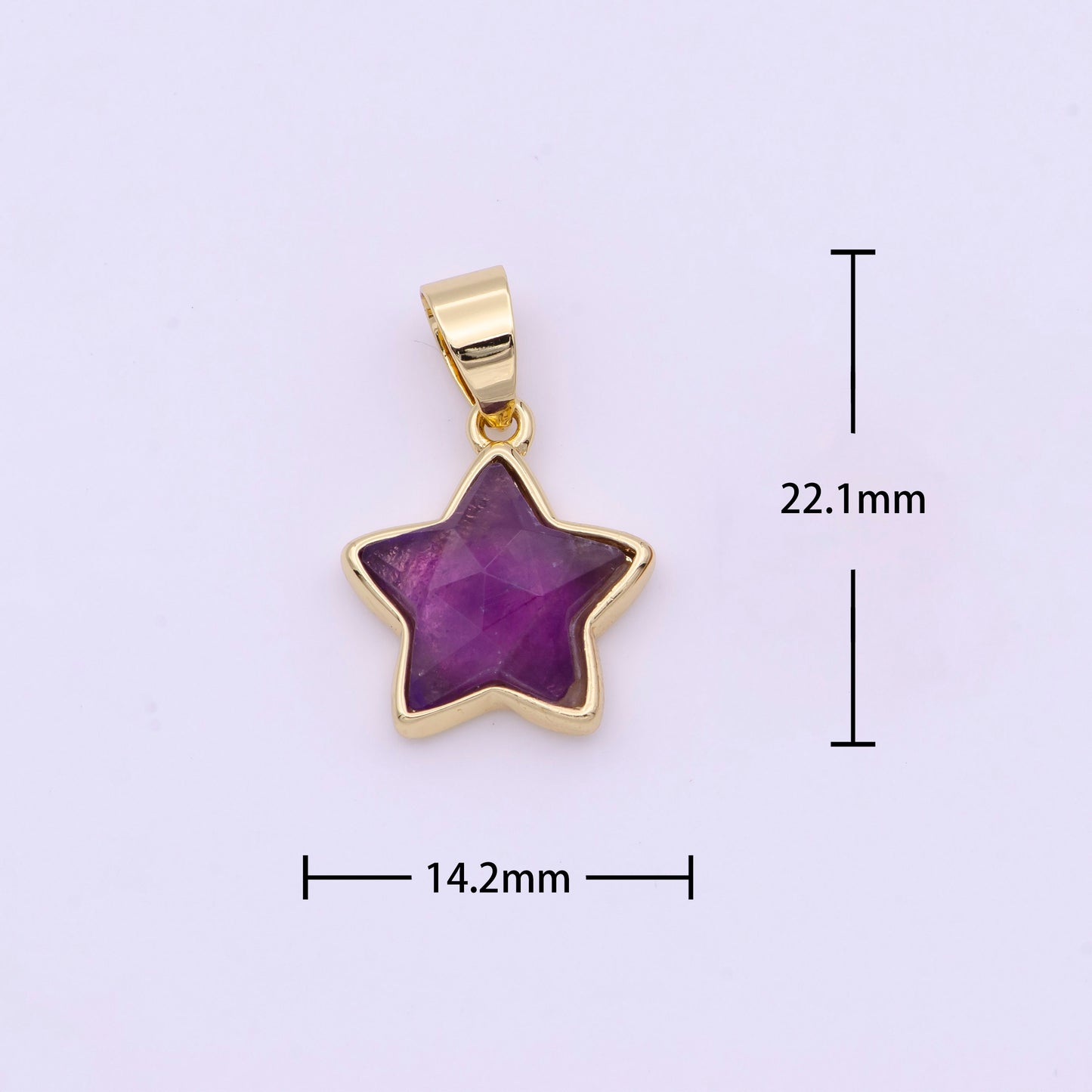 Amethyst star Pendant February birthstone, purple star Charm celestial Jewelry Inspired Gold Star Charm I-750