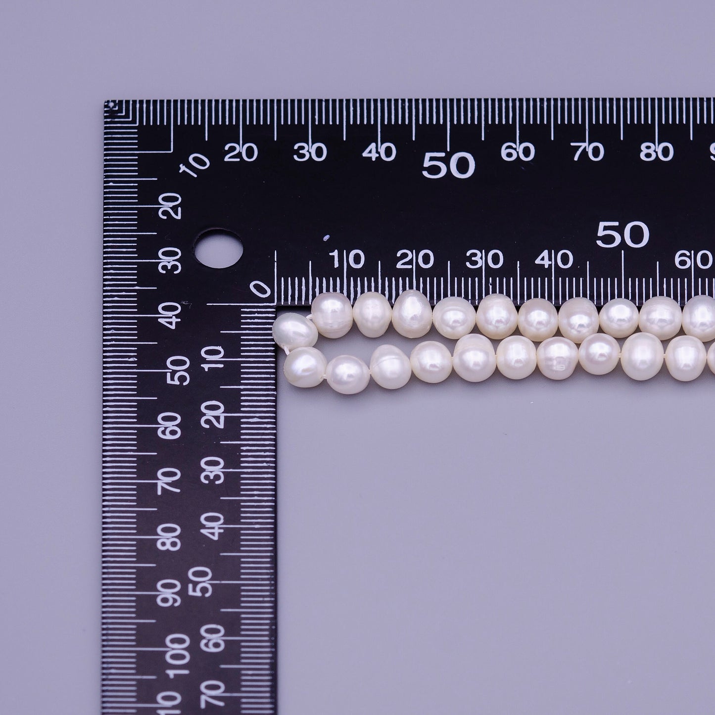 7mm Round Button AAA Freshwater Pearl Natural 62pcs Full Strand | WA-1311