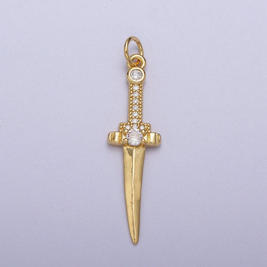 Small Gold Sword Necklace Charm- Gold Dagger Charm necklace bracelet earring Supply for Women Mens pendant Necklace C846