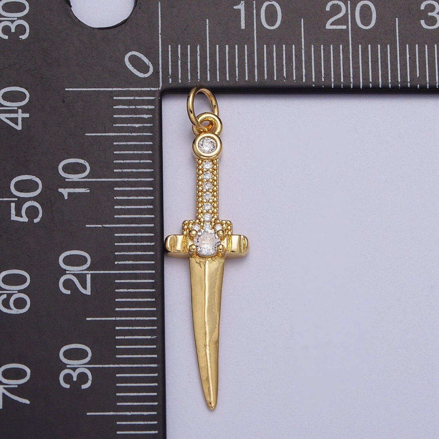 Small Gold Sword Necklace Charm- Gold Dagger Charm necklace bracelet earring Supply for Women Mens pendant Necklace C846
