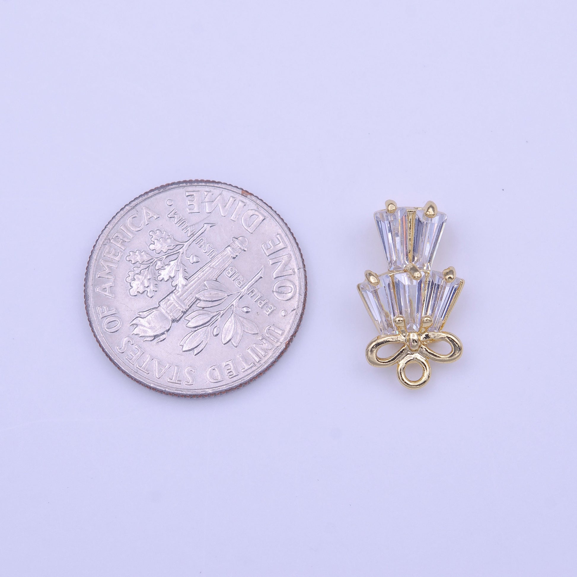 Mini Clear Baguette Add on Charm Tiny CZ Gold Charm | C473