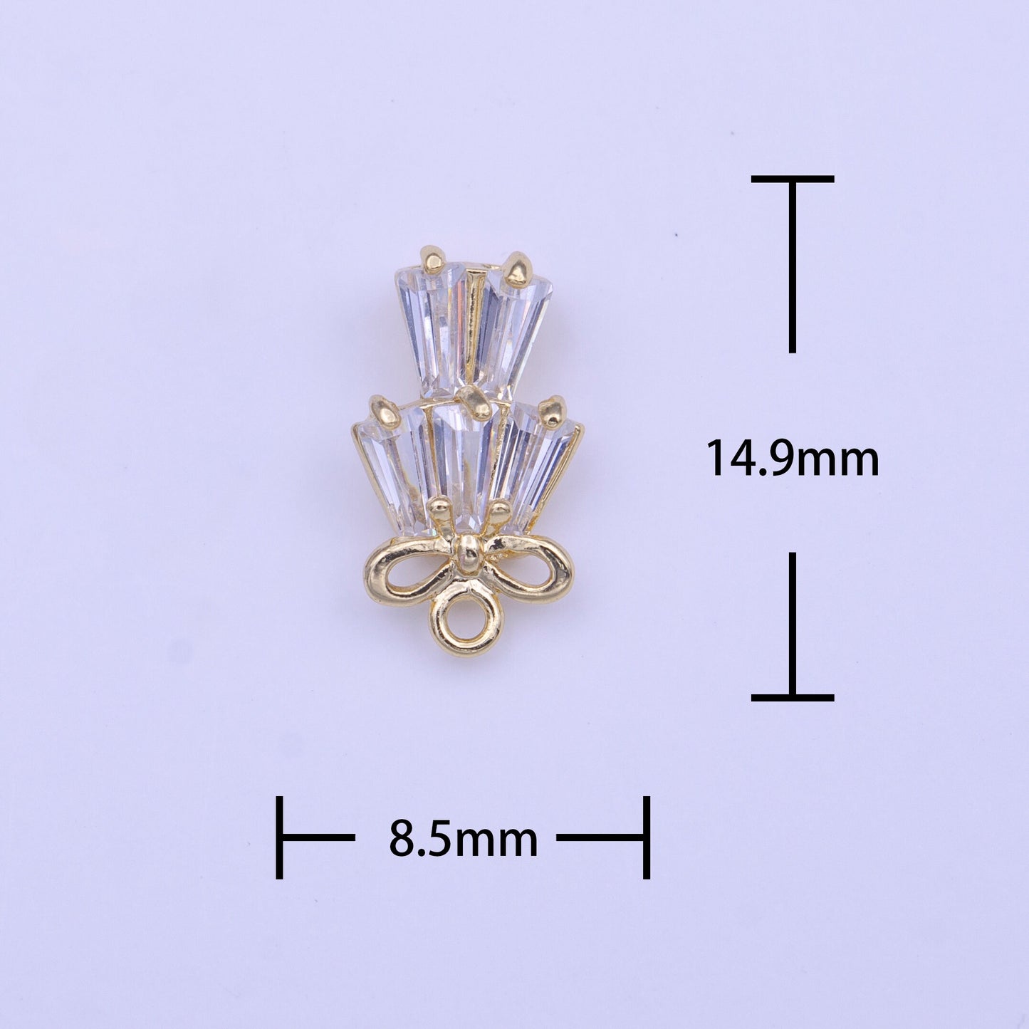 Mini Clear Baguette Add on Charm Tiny CZ Gold Charm | C473