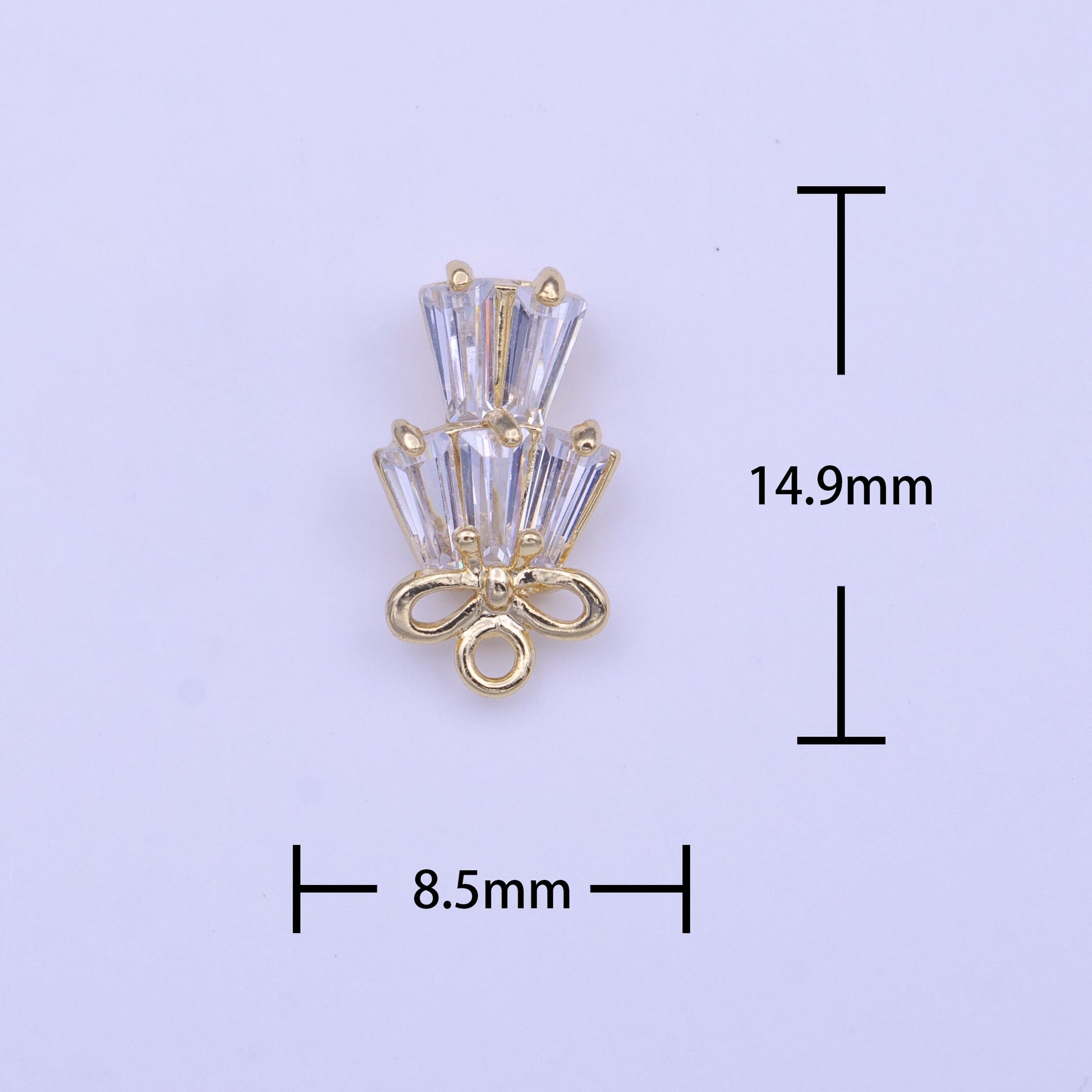 Mini Clear Baguette Add on Charm Tiny CZ Gold Charm | C473