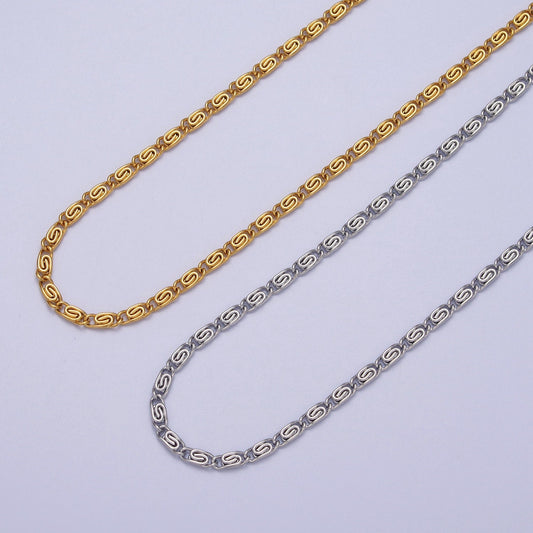 Dainty Scroll Gold Chain, Simple Gold Necklace, Silver Plain Women's Necklac 16 inch Women's Chain WA1486