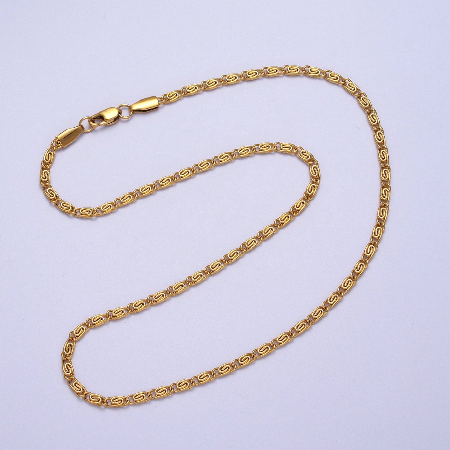 Dainty Scroll Gold Chain, Simple Gold Necklace, Silver Plain Women's Necklac 16 inch Women's Chain WA1486