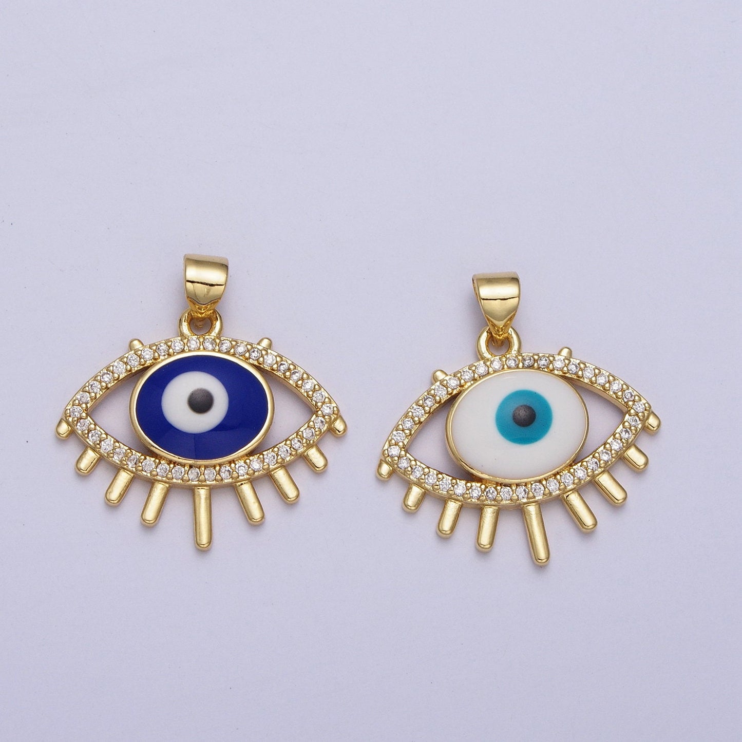 14K Gold Filled Evil Eye Pendant Micro Pave Eye Charm for Amulet Minimalist Jewelry Necklace Blue Evil Eye Carm H304