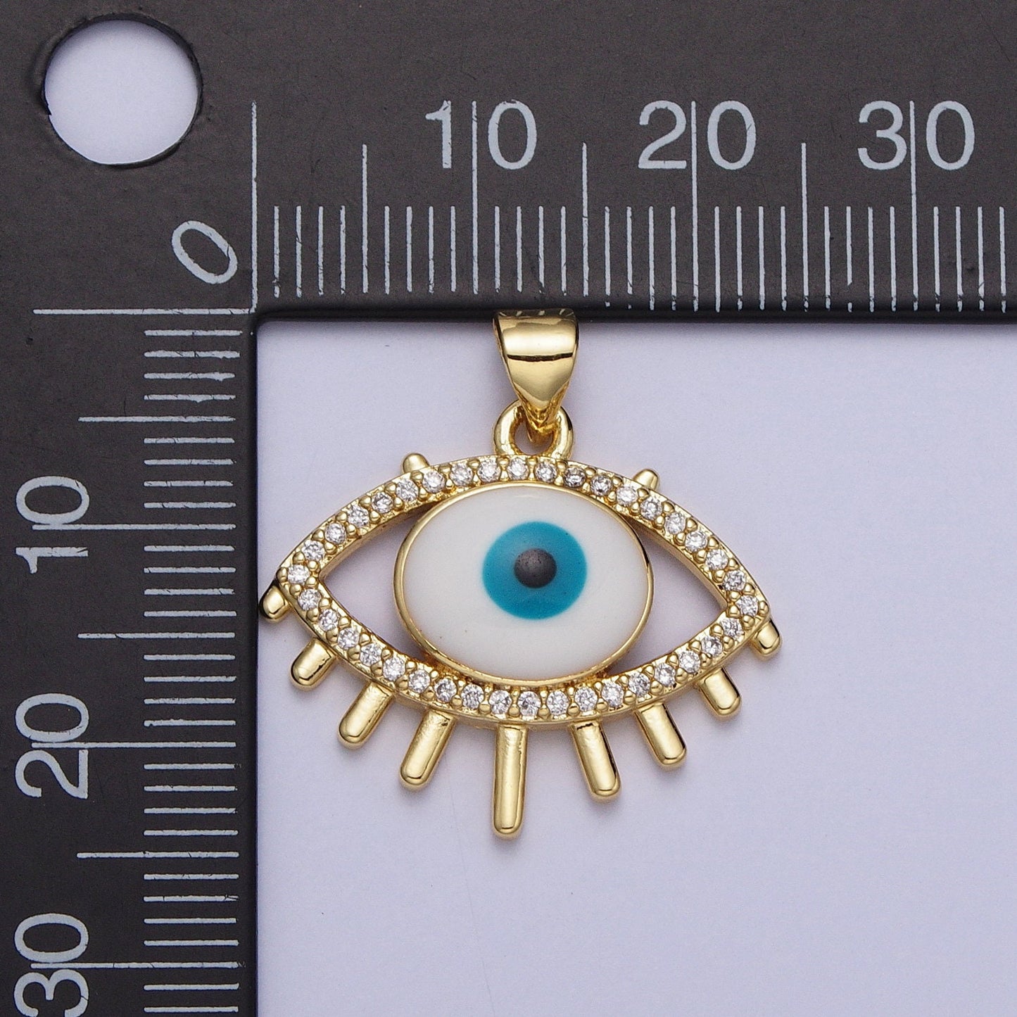 14K Gold Filled Evil Eye Pendant Micro Pave Eye Charm for Amulet Minimalist Jewelry Necklace Blue Evil Eye Carm H304