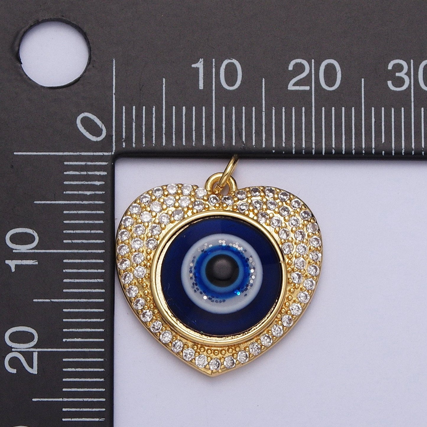 Dainty Evil Eye Heart Charm 14k Gold Filled Heart Shaped Charm Pendant, Micro Pave Enamel Evil Eye Jewelry, protection Ra eye C896