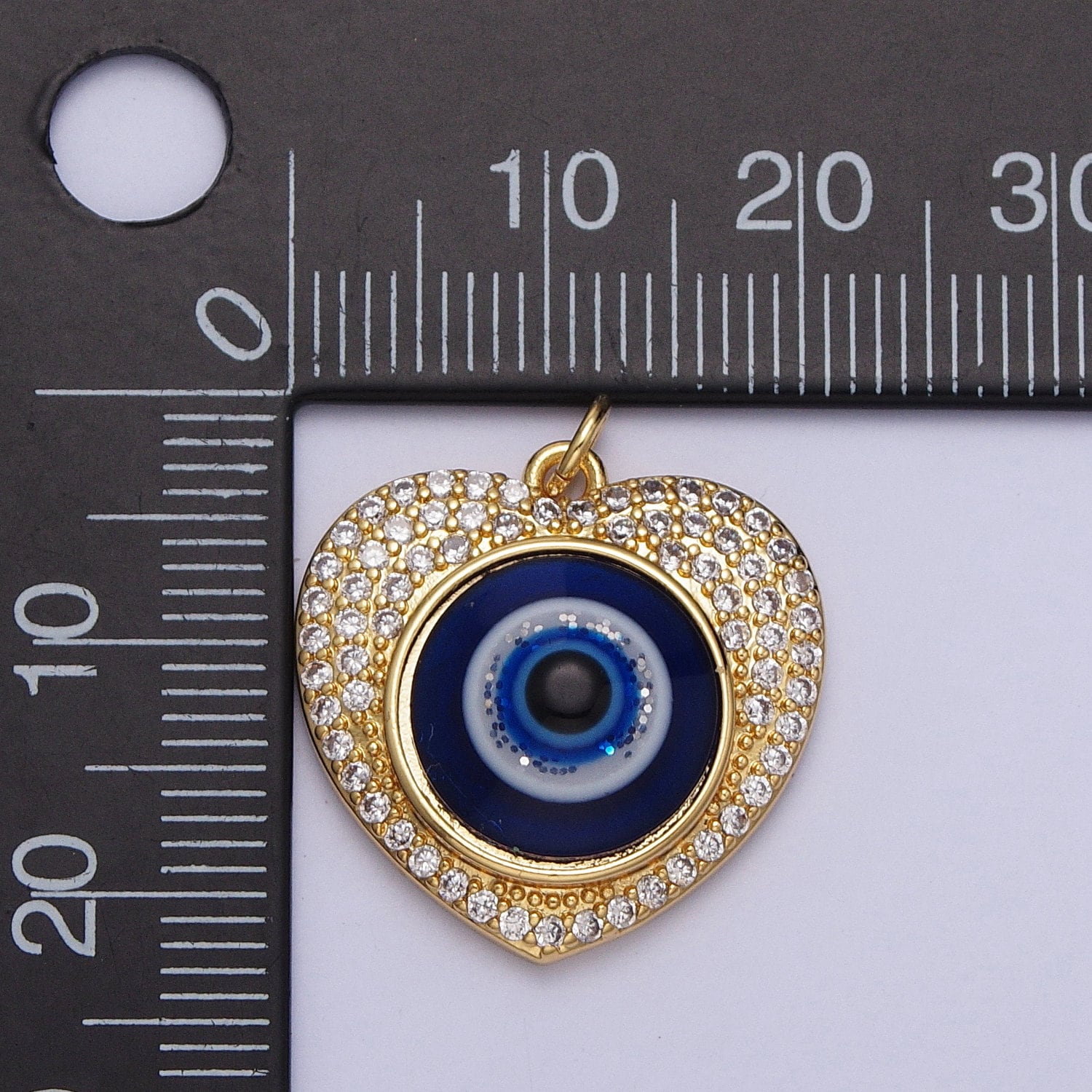 Dainty Evil Eye Heart Charm 14k Gold Filled Heart Shaped Charm Pendant, Micro Pave Enamel Evil Eye Jewelry, protection Ra eye C896