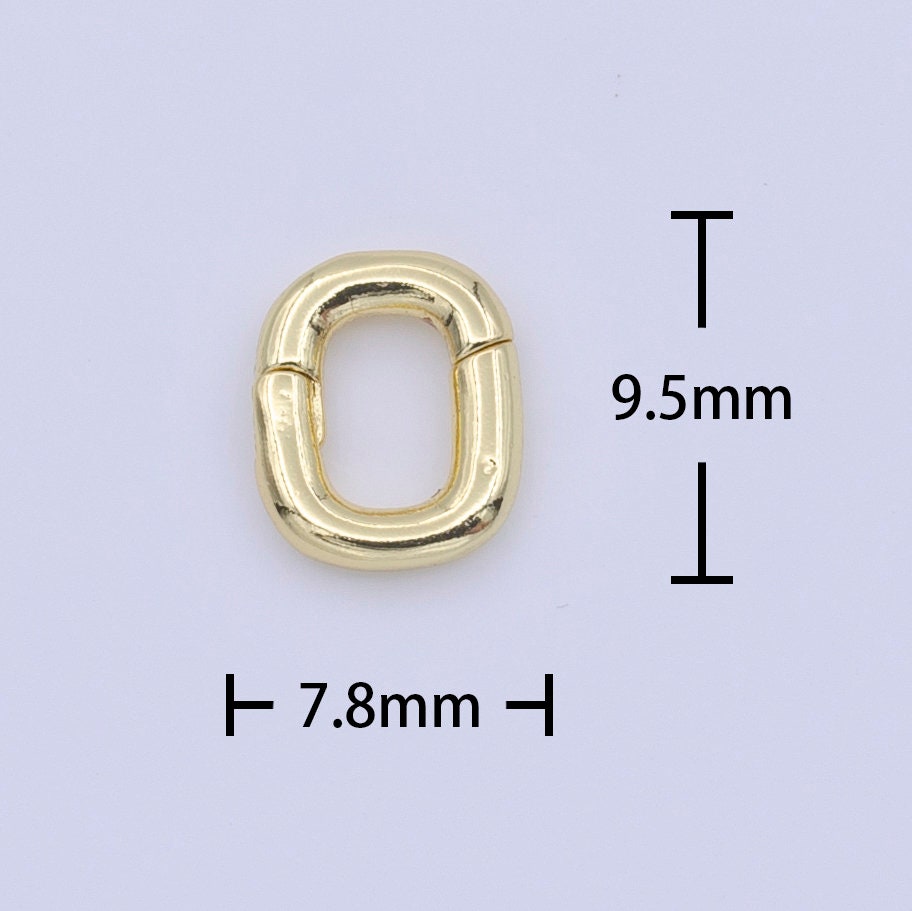 Mini Gold Pull Gate Ring, 9.5x7.8mm Oval Ring, Charm Holder 14K Gold Plated Clasp for Charm Holder Connector K298