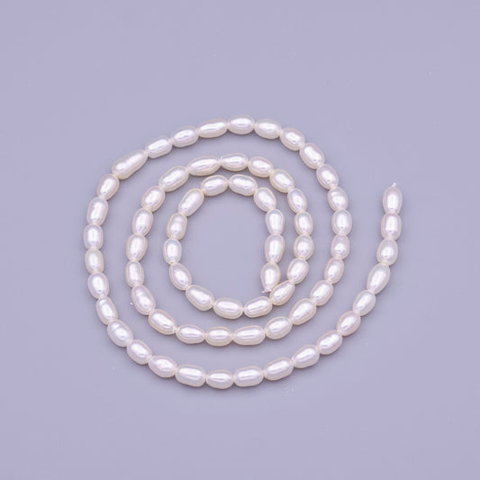High Quality Grade AAA Natural Freshwater Potato Oval Nugget Keshi Pearl Beads - White 4mm Wholesale Pearl by Strand WA1318