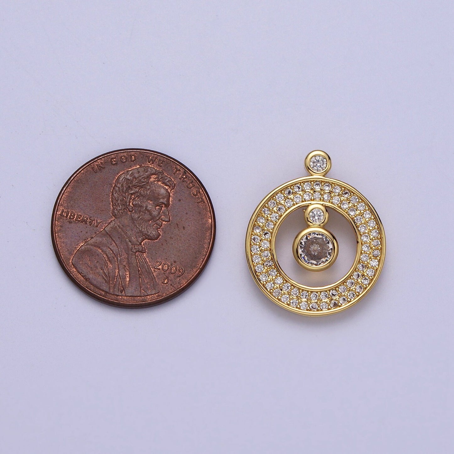 Gold Micro Pave CZ Round Charm, Cubic Bubble Micro Pave CZ Pendant, Charm Pendant Minimalist Jewelry H-360