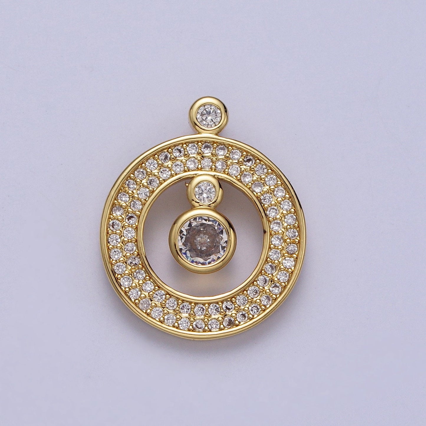 Gold Micro Pave CZ Round Charm, Cubic Bubble Micro Pave CZ Pendant, Charm Pendant Minimalist Jewelry H-360