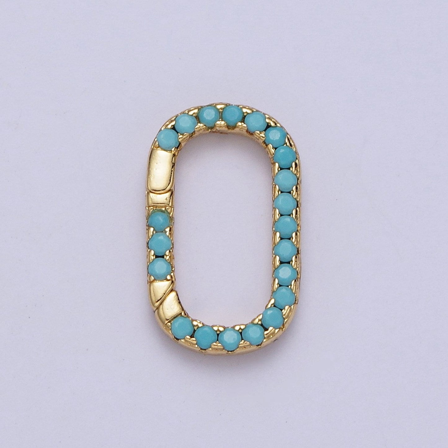 Cz Gold Spring Gate Ring, 17X10mm CZ Pull Gate ring Oval Turquoise Green Micro Pave Charm Holder Clasp for Connector Bracelet Necklace Z039