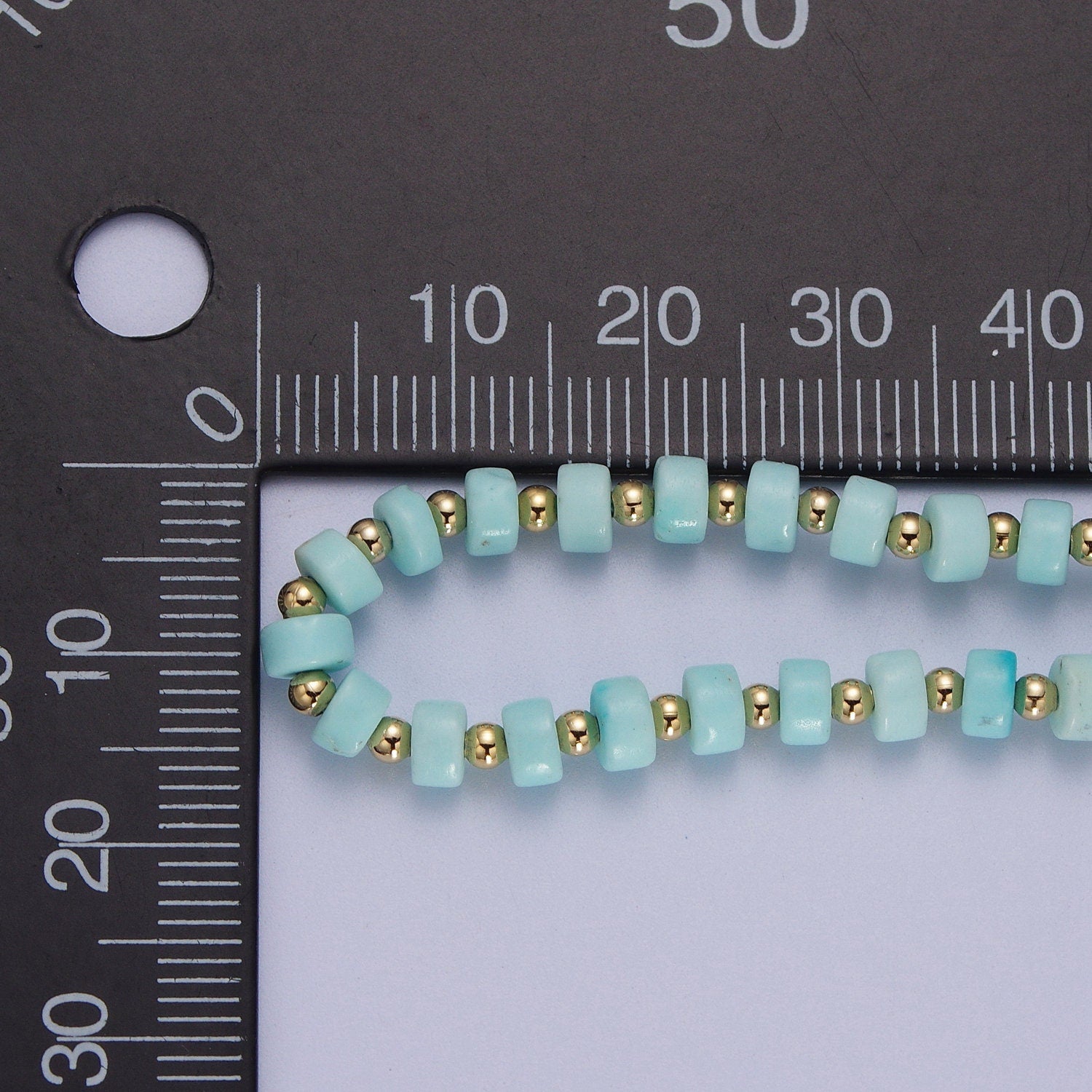 Gold Filled Blue Turquoise Rondelle Heishi Gemstone Gold Spacer Beads 16 Inch Layer Necklace Handmade Necklace for Christmast Gift | WA-1435