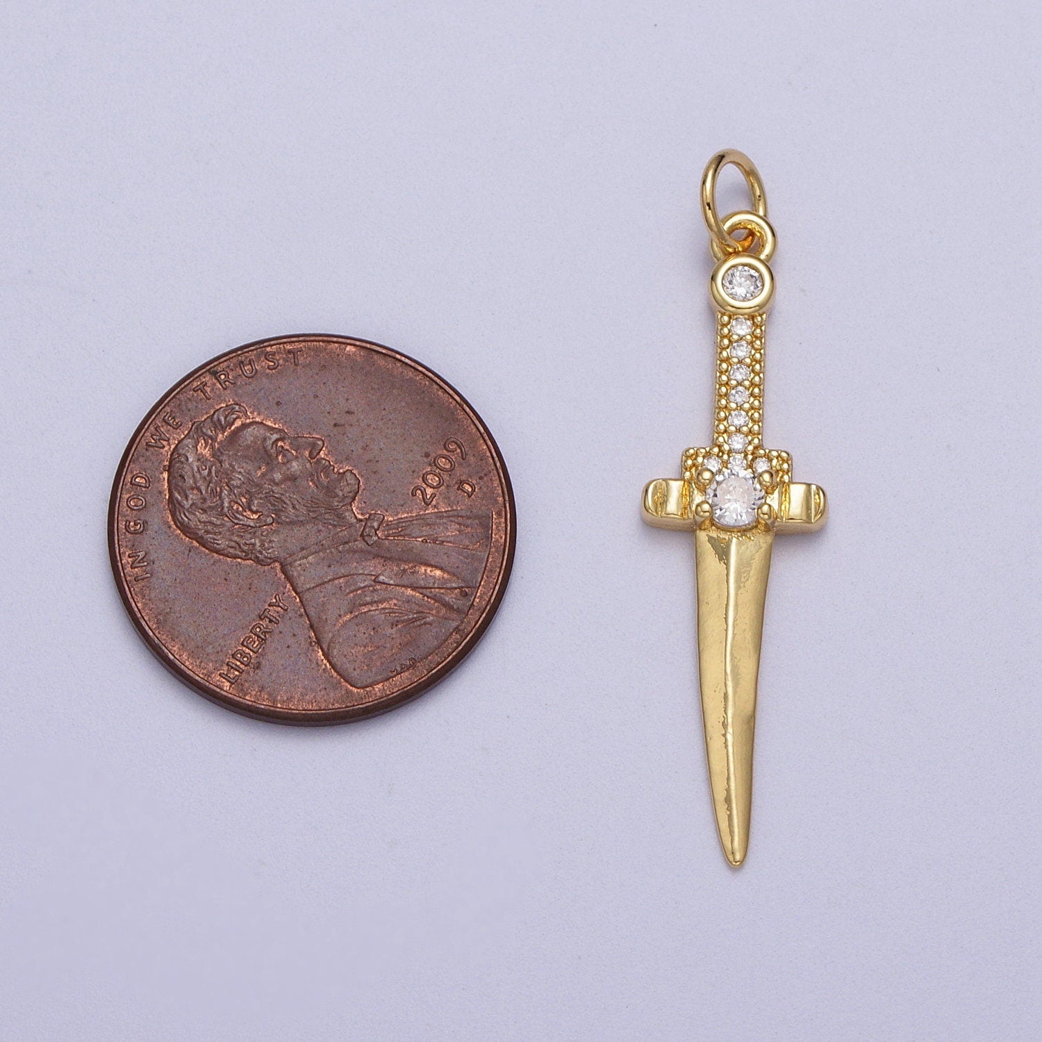 Small Gold Sword Necklace Charm- Gold Dagger Charm necklace bracelet earring Supply for Women Mens pendant Necklace C846
