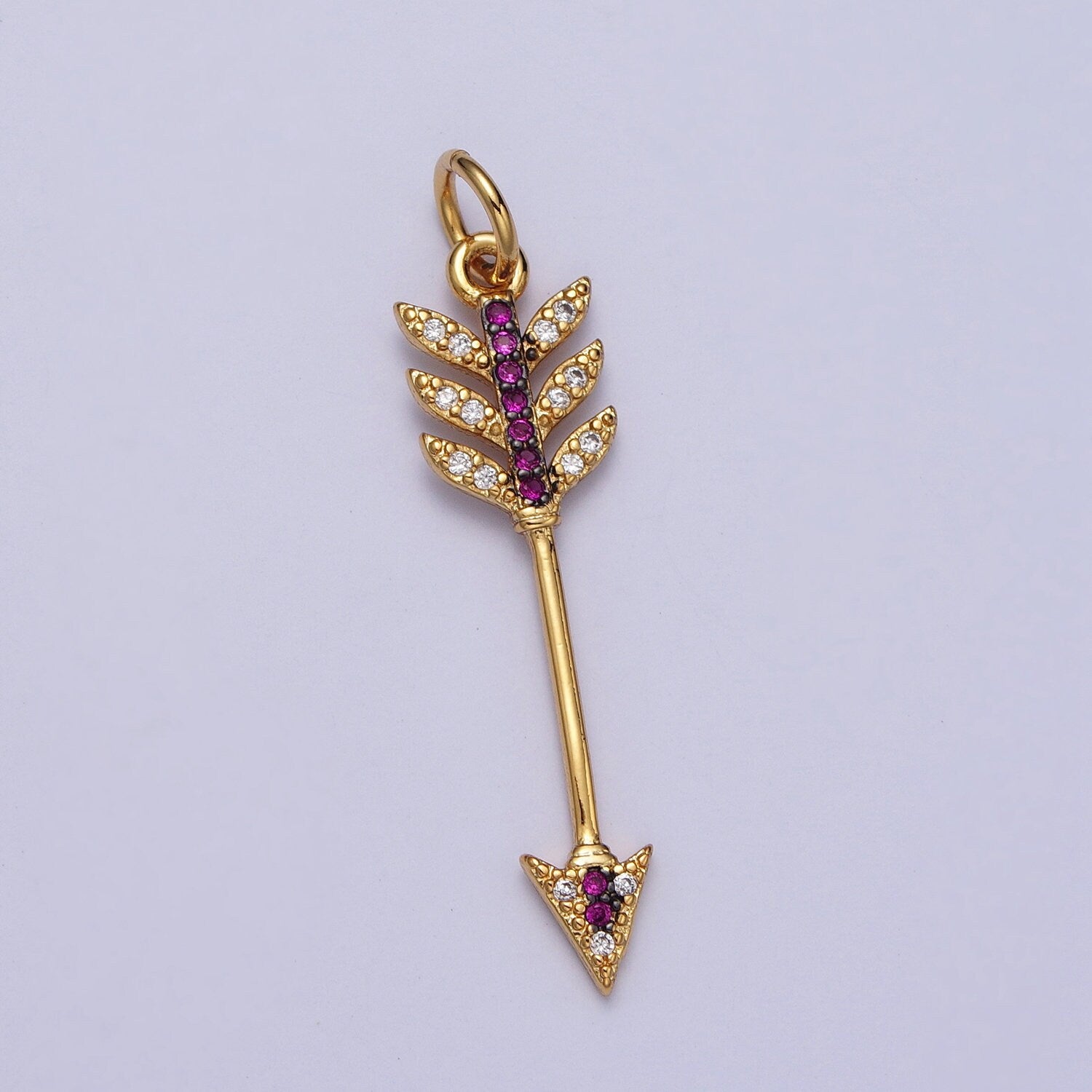 CZ Micro Pave Arrow Charm, Gold Filled Cubic Zirconia Arrowhead Pendant for Bracelet Necklace Earring Bohemian Style DIY Jewelry Supply E449