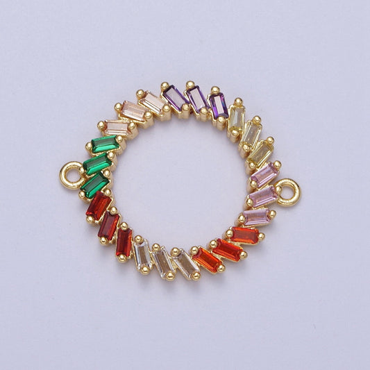 Multicolor Rainbow Baguette Round Open Link Gold Connector for Bracelet Charm Connector Gold Circle Link Connector | Y657