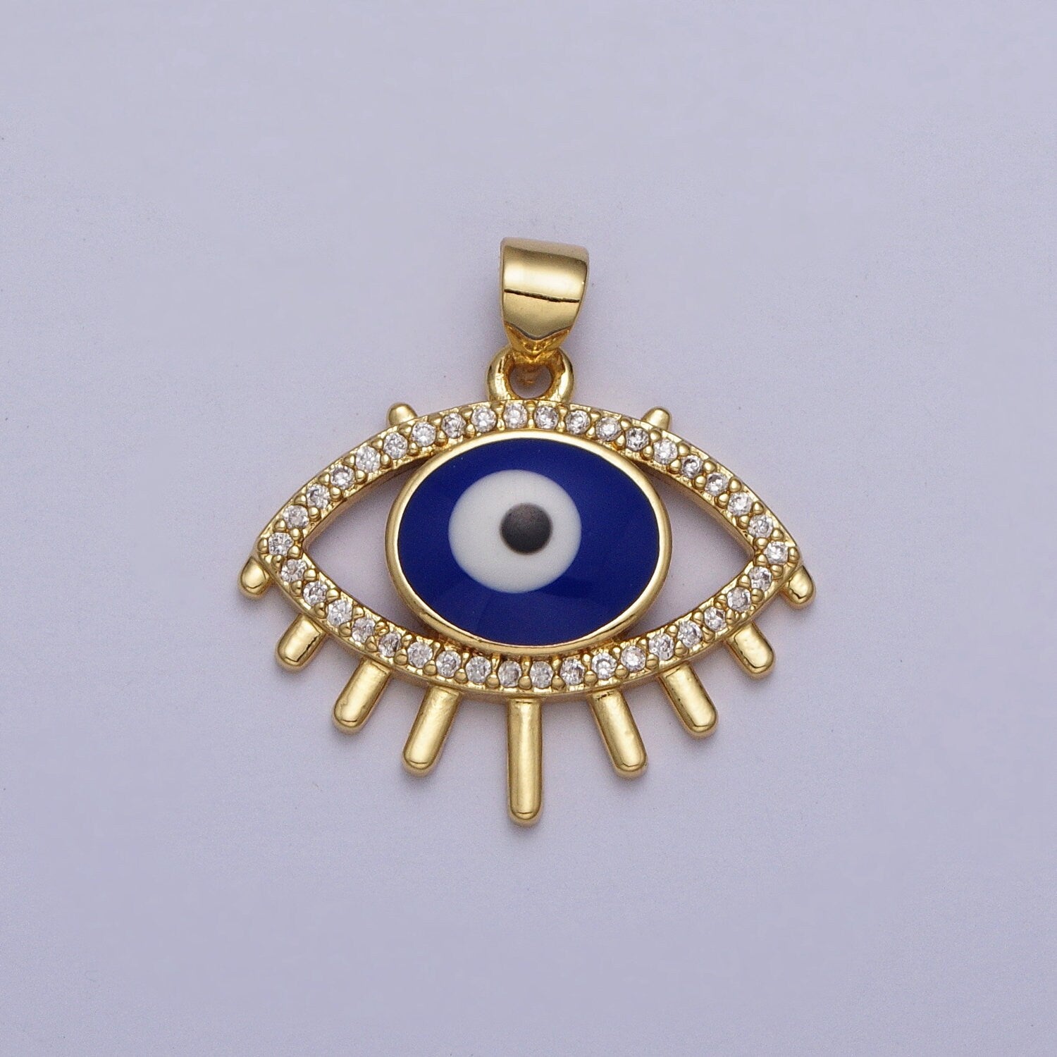 14K Gold Filled Evil Eye Pendant Micro Pave Eye Charm for Amulet Minimalist Jewelry Necklace Blue Evil Eye Carm H304