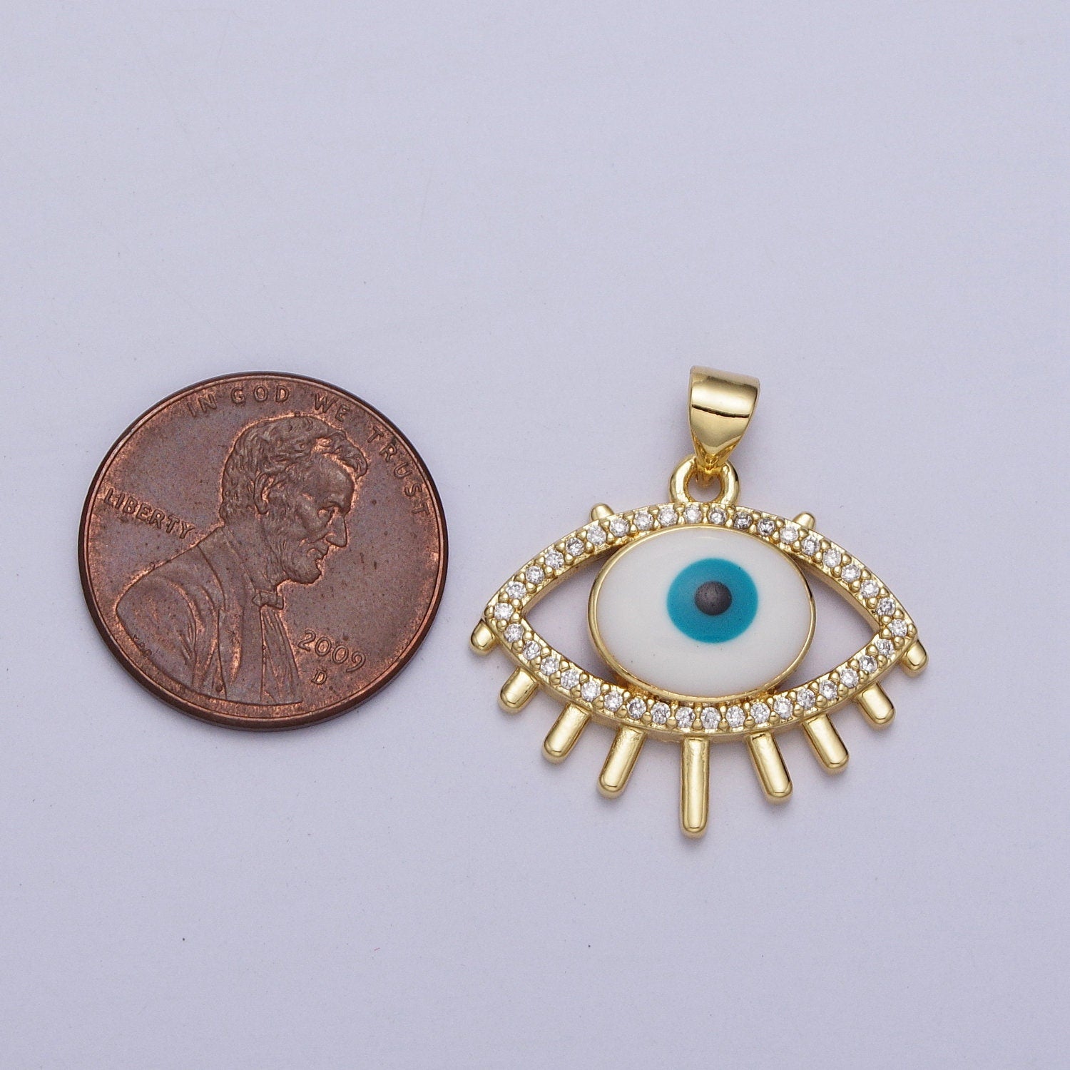 14K Gold Filled Evil Eye Pendant Micro Pave Eye Charm for Amulet Minimalist Jewelry Necklace Blue Evil Eye Carm H304