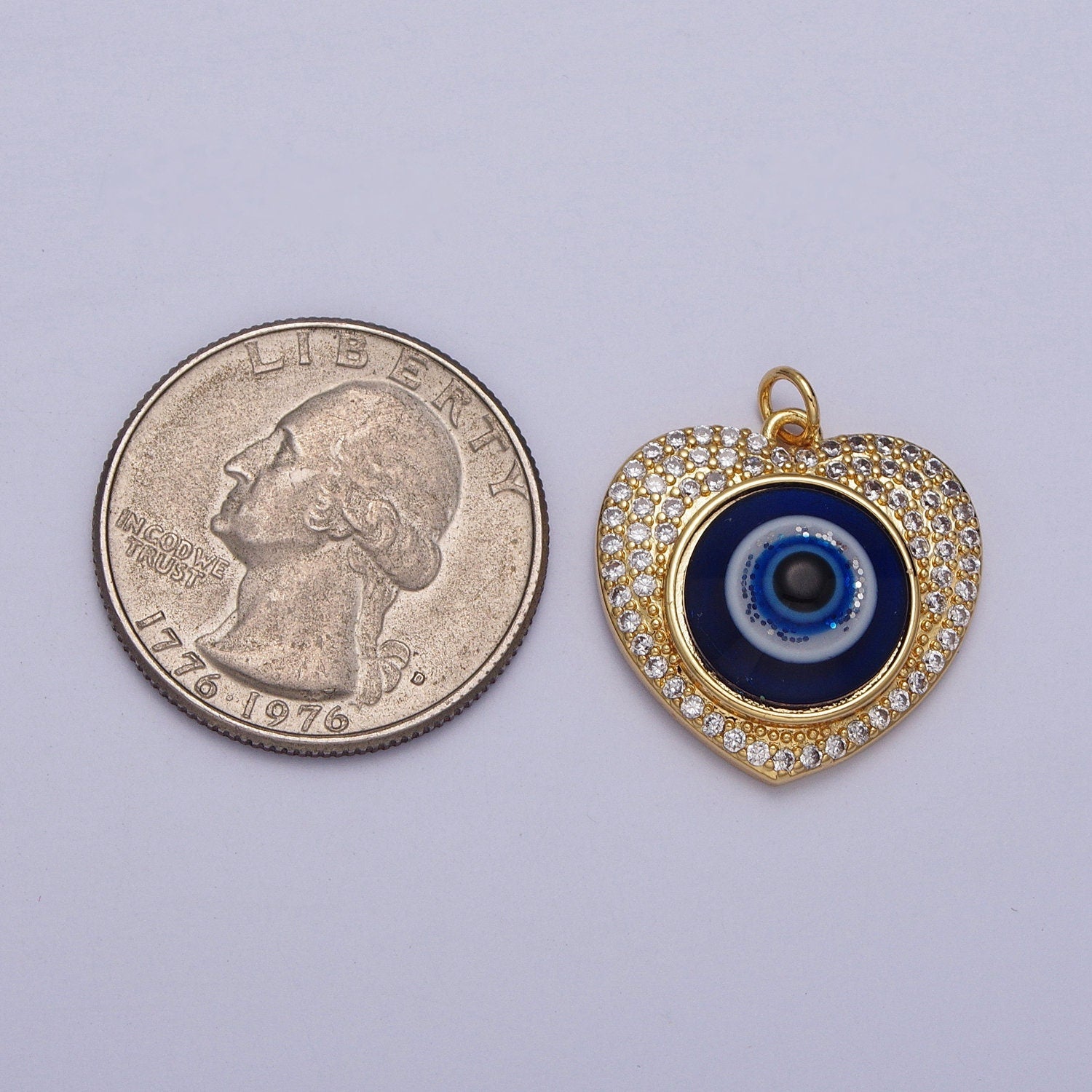 Dainty Evil Eye Heart Charm 14k Gold Filled Heart Shaped Charm Pendant, Micro Pave Enamel Evil Eye Jewelry, protection Ra eye C896