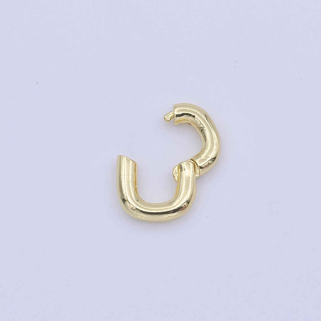 Mini Gold Pull Gate Ring, 9.5x7.8mm Oval Ring, Charm Holder 14K Gold Plated Clasp for Charm Holder Connector K298