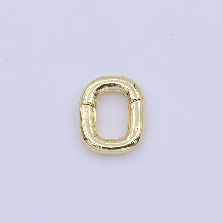 Mini Gold Pull Gate Ring, 9.5x7.8mm Oval Ring, Charm Holder 14K Gold Plated Clasp for Charm Holder Connector K298