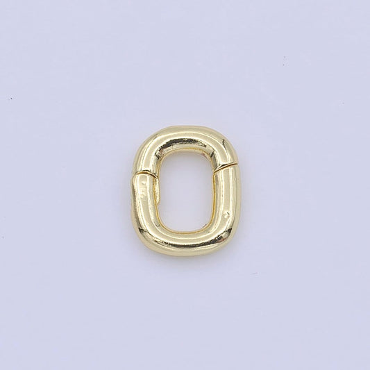 Mini Gold Pull Gate Ring, 9.5x7.8mm Oval Ring, Charm Holder 14K Gold Plated Clasp for Charm Holder Connector K298
